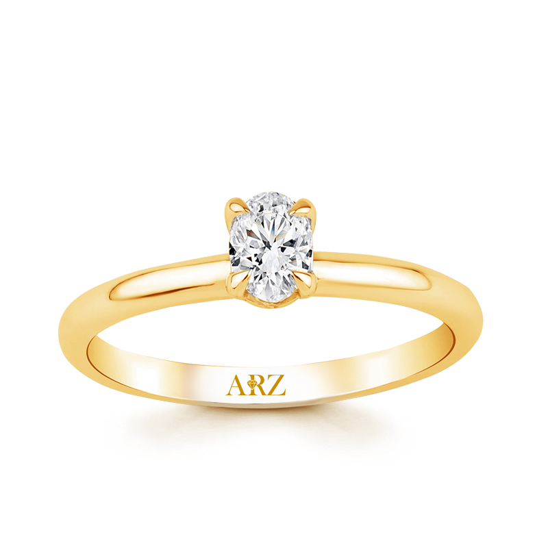 0.35 Karat Oval Kesim Tektaş Yüzük