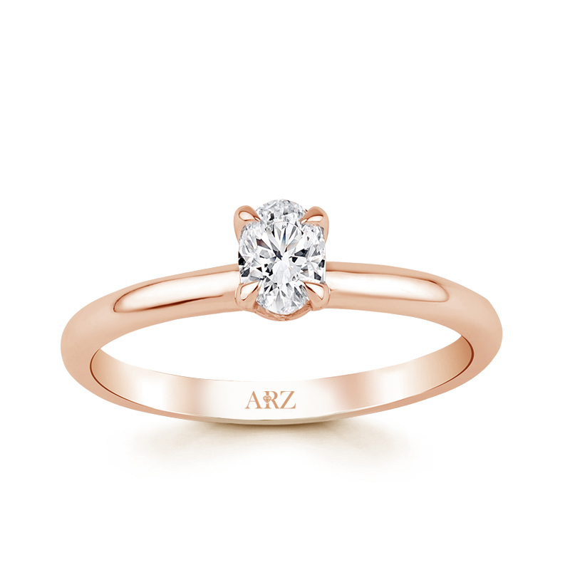 0.35 Karat Oval Kesim Tektaş Yüzük
