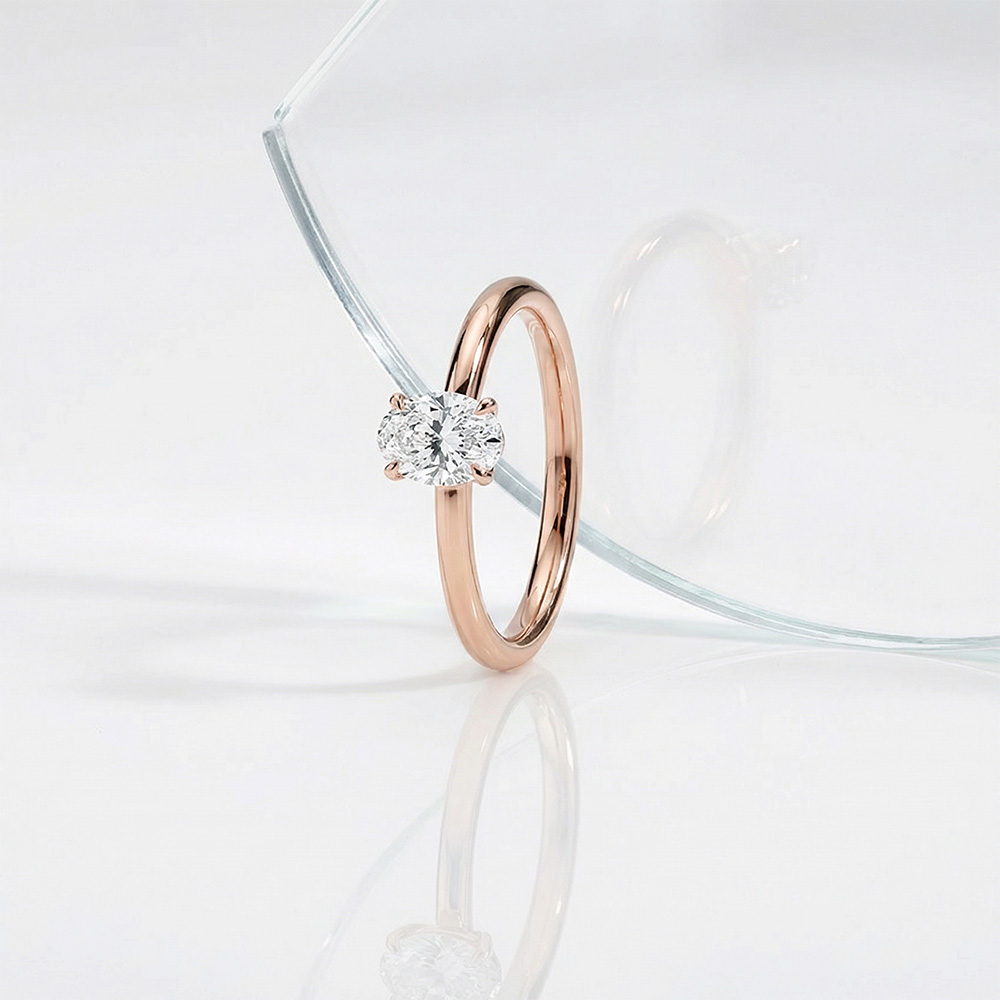 Tektaş Pırlanta Yüzük 0.40 Karat Oval TekTaş Laboratuvar Pırlanta Yüzük