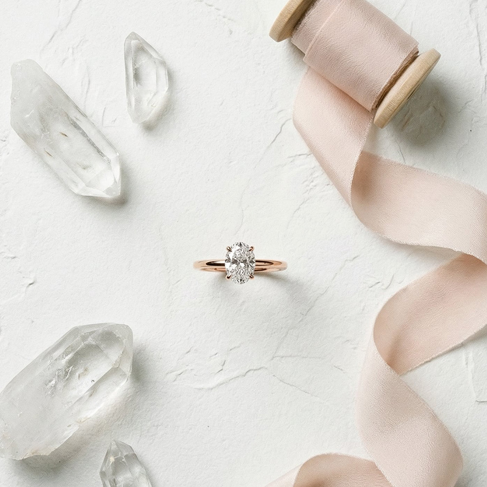 Tektaş Pırlanta Yüzük 0.40 Karat Oval TekTaş Laboratuvar Pırlanta Yüzük