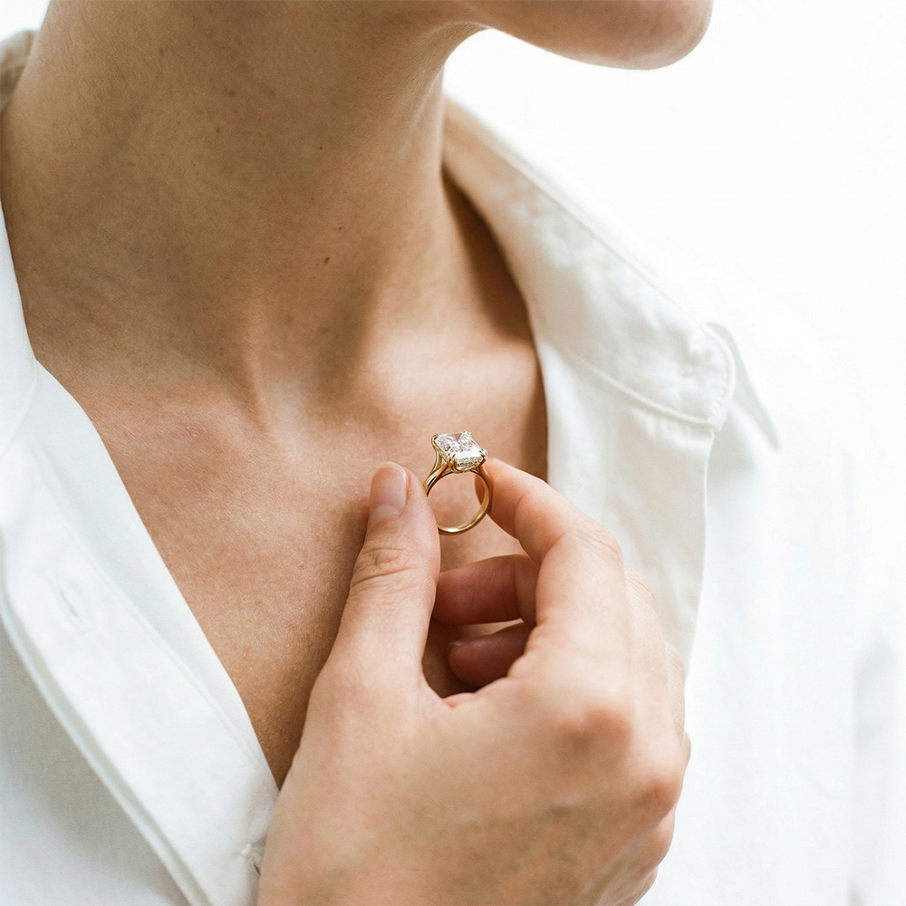 Tektaş Pırlanta Yüzük 1.02 Karat Radiant TekTaş Laboratuvar Pırlanta Yüzük - ARZ3401