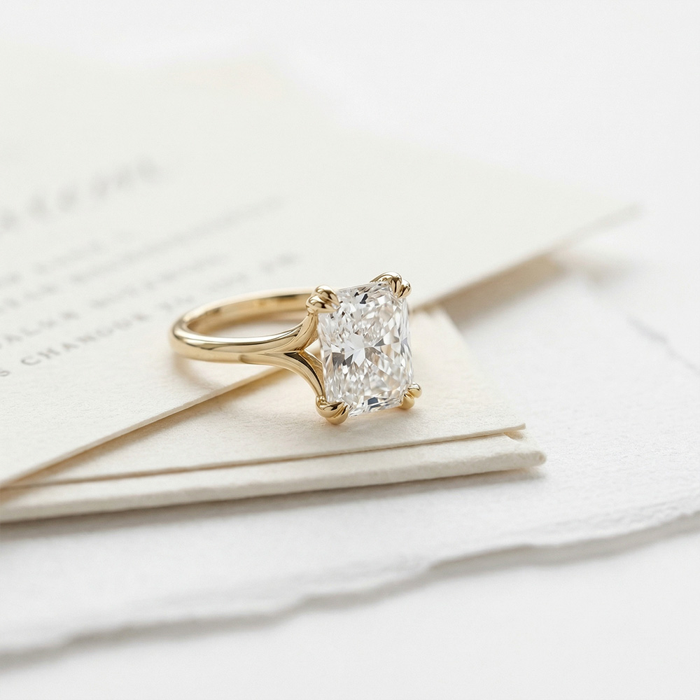 Tektaş Pırlanta Yüzük 1.02 Karat Radiant TekTaş Laboratuvar Pırlanta Yüzük - ARZ3401