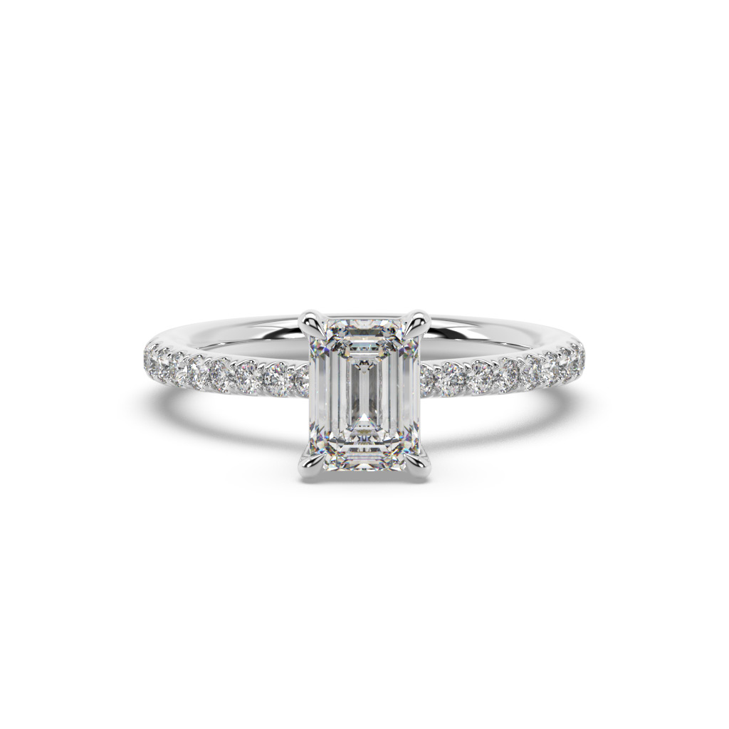 Tektaş Pırlanta Yüzük 1.15 Karat Baget Kesim Pırlanta Kolu Taşlı Tektaş Yüzük - ABNMD1001