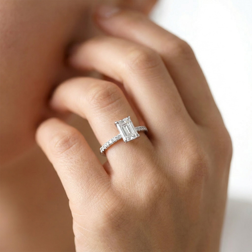 Tektaş Pırlanta Yüzük 1.45 Karat Emerald TekTaş Laboratuvar Pırlanta Yüzük