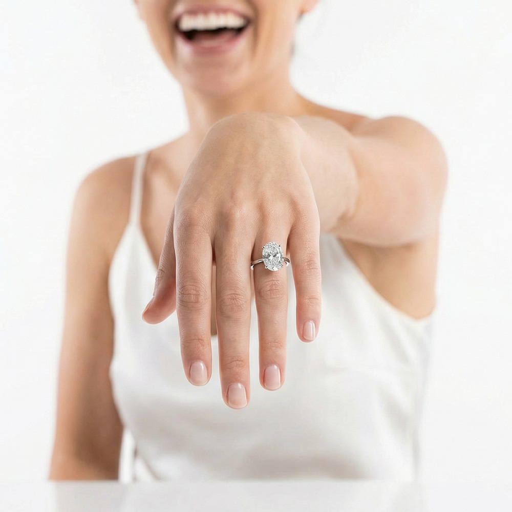 1.50 KARAT D Renk Vs2 Berraklık Oval Tektaş Yüzük 