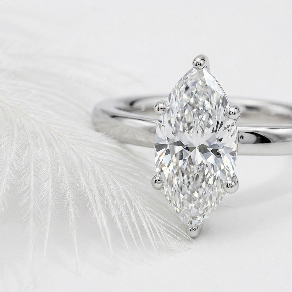 1.50 Karat E Renk Vs Berraklık Markiz Pırlanta Tektaş Yüzük  