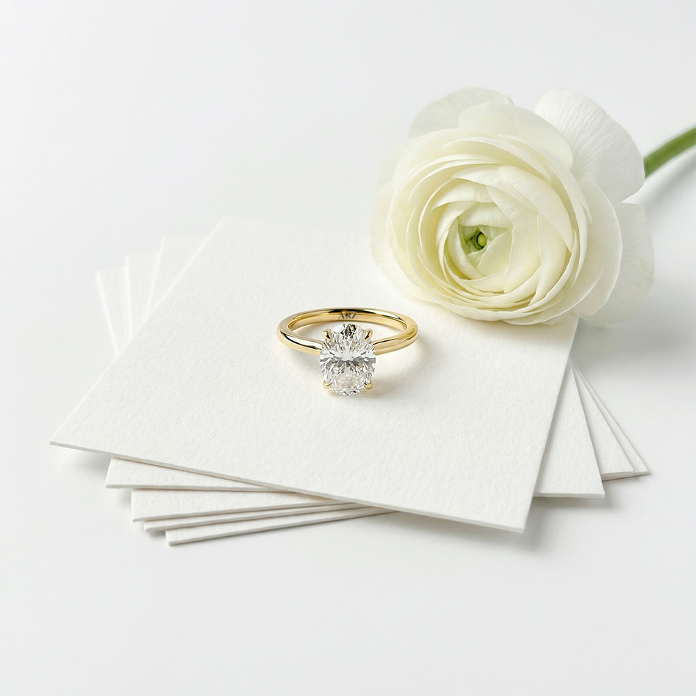 2.06 Karat D Color Vs1 Berraklık Oval Lab Grown Pırlanta Yüzük