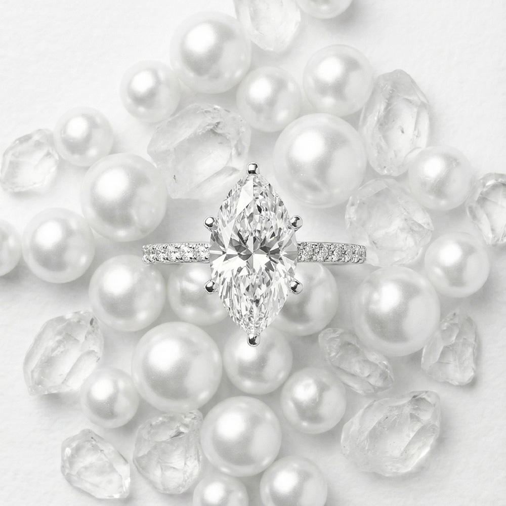 3.04 E Color Vs1 Markiz Lab Grown Pırlanta Yüzük