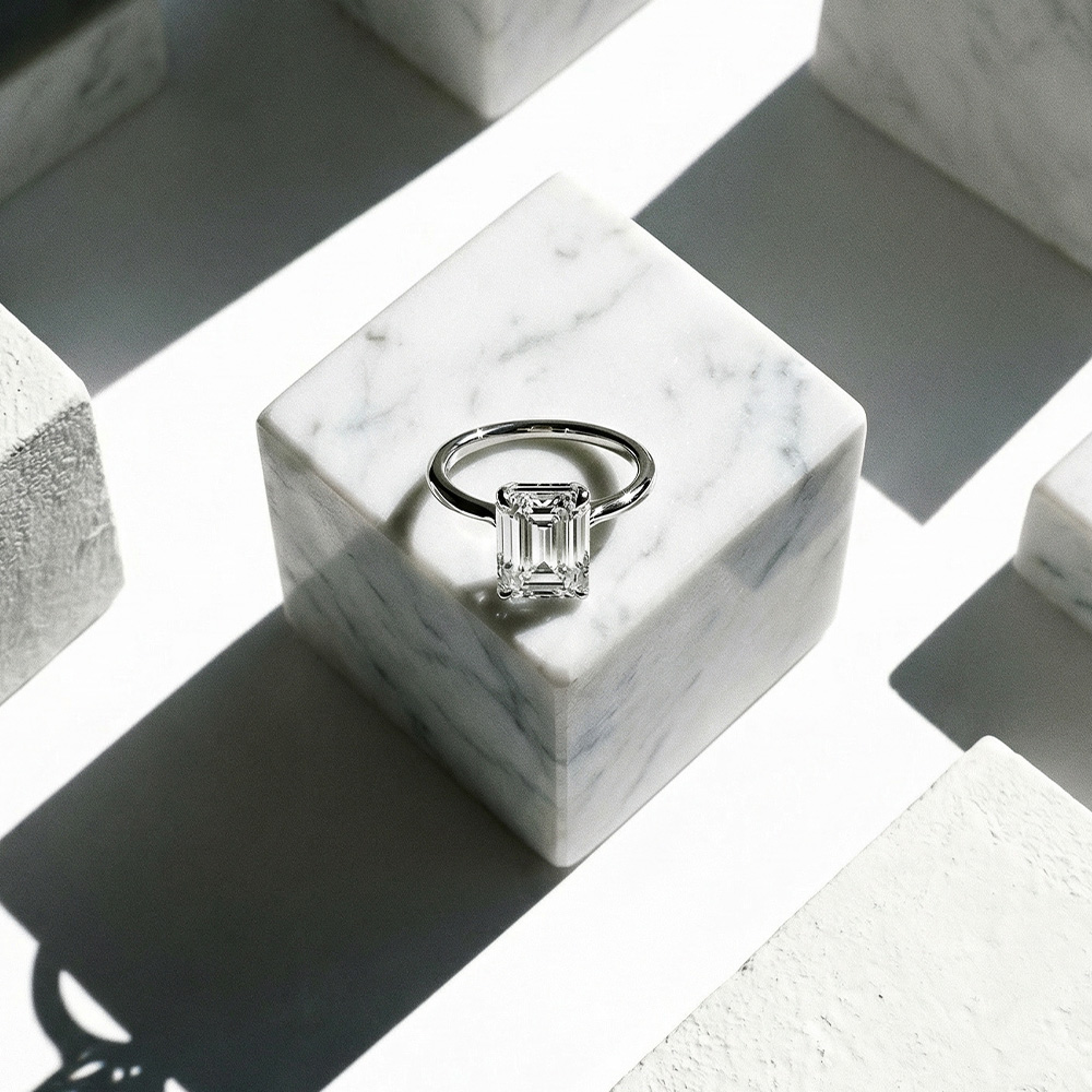 Tektaş Pırlanta Yüzük 3.04 Karat Emerald TekTaş Laboratuvar Pırlanta Yüzük - ARZ3403