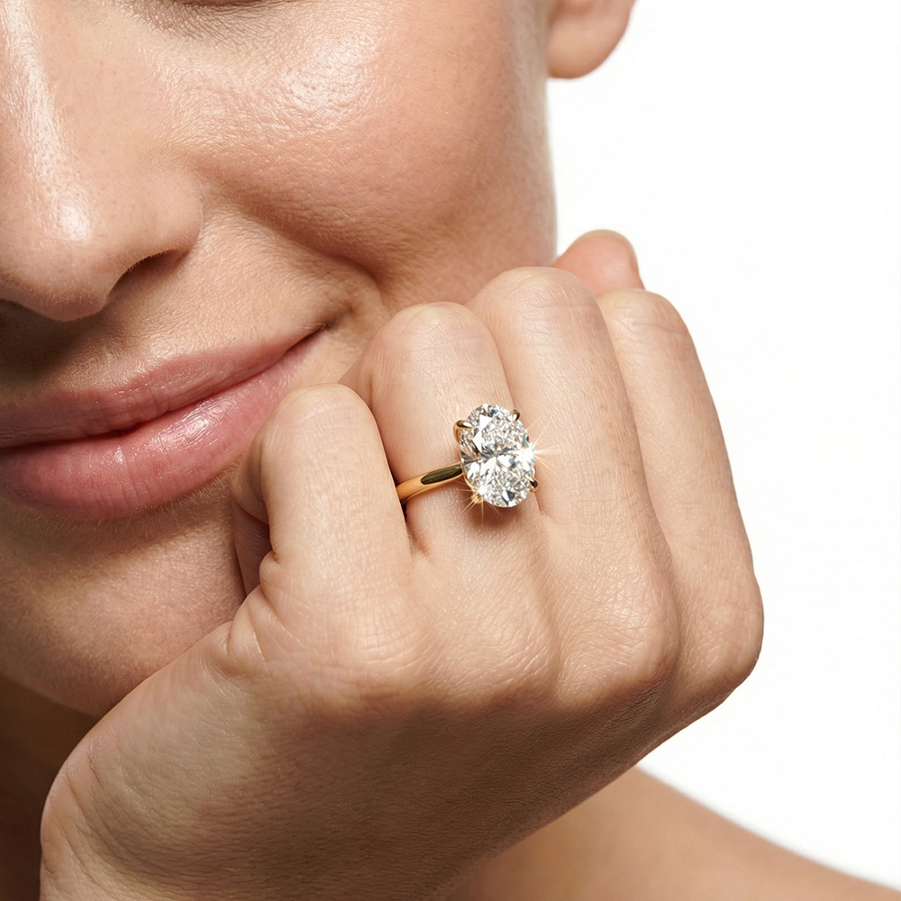 Tektaş Pırlanta Yüzük 4 KARAT OVAL gold